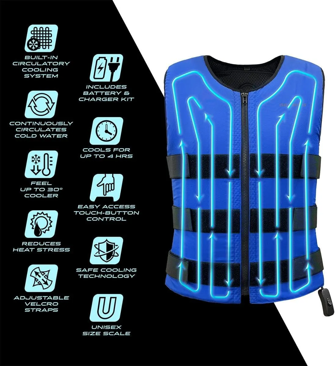 Gerbing 7V Circulatory Cooling Vest for Hot Weather – Summer Season Water Circulation Battery-Operated Vest for Outdoors