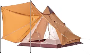 GeRRiT Family Camping Tent Large Waterproof Double Layer Pyramid Tipi Tent Camping Mongolian Yurt Tent for Picnic, Festival