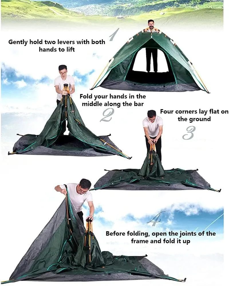 GeRRiT Tents Instant Pop up Family Camping,Quick Set up for Camping, Hiking, Fishing for 2-3 3-4Persons