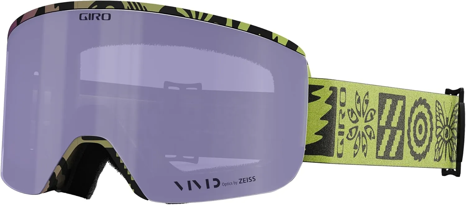 Giro Axis Ski Goggles - Snowboard Goggles for Men and Women - Glow Green Shelter Strap with Vivid Haze/Vivid Infrared Lenses