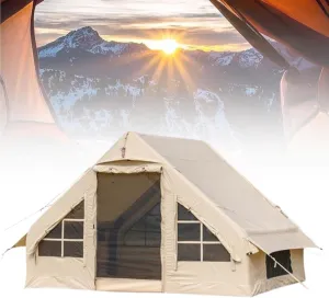 Glamping Tent 4 Seasons Tent House-Shaped Structure Oxford Cabin Tent Camping Waterproof Tent Double-Layer Tent Door One Person Can Install It In 10 Minutes