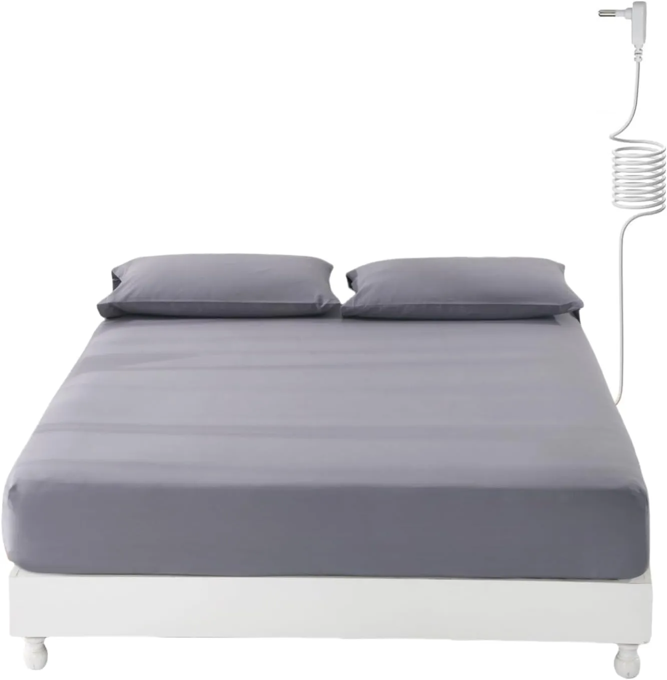 GLUYOHEY Grounding Sheets, 15" Deep Pockets, Full Size Fitted Sheet with Grounding Cord, 90% Organic Cotton   10% Silver Fiber, Conductive Bed Sheet for Better Sleep & Wellness, Gray