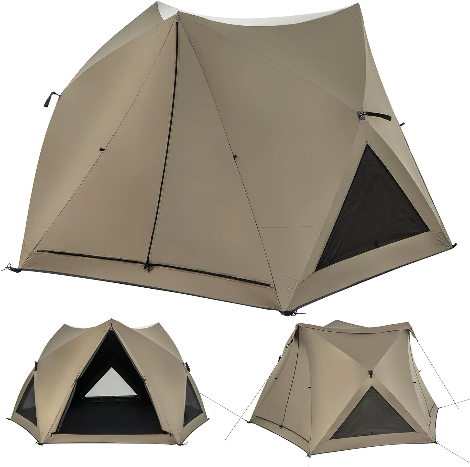Goplus 4-6 Person Pop Up Camping Tent, Dome Instant Tent w/Visible Skylight, Removable Rainfly, 3 Zippered Mesh Doors & Windows, Carrying Bag, Outdoor Easy Setup Waterproof Family Tent for Backpacking