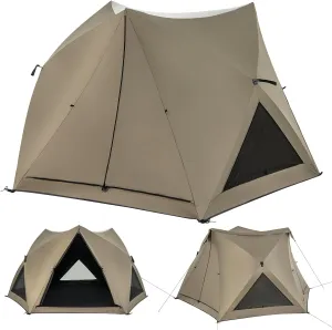 Goplus 4-6 Person Pop Up Camping Tent, Dome Instant Tent w/Visible Skylight, Removable Rainfly, 3 Zippered Mesh Doors & Windows, Carrying Bag, Outdoor Easy Setup Waterproof Family Tent for Backpacking