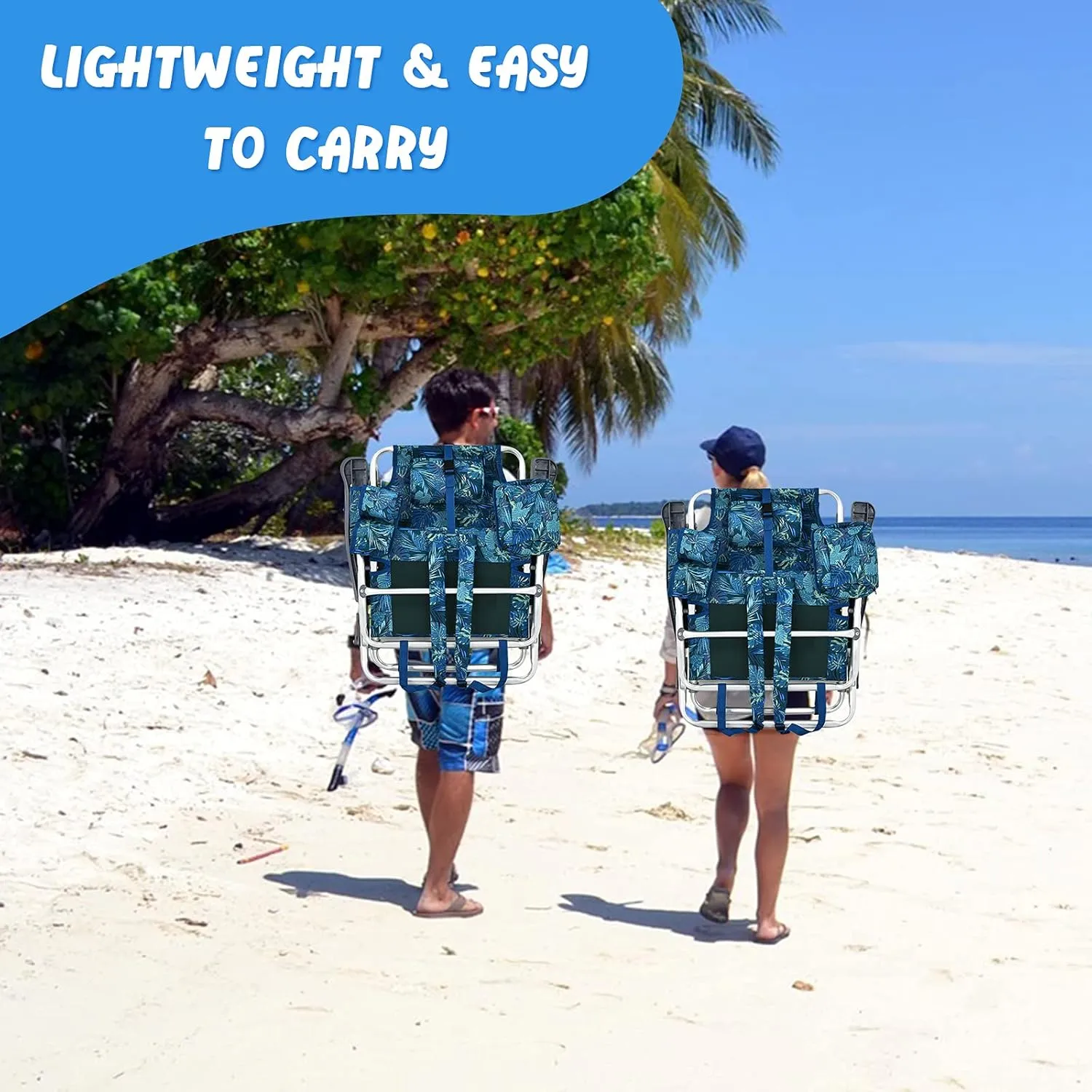 Goplus Beach Chair, Folding Backpack Beach Chairs for Adults with 5 Positions, Head Pillow, Cooler Bag, Towel Bar, Cup Holders, Sunbath Sling Tanning Lounge, Foldable Layout Camping Chairs