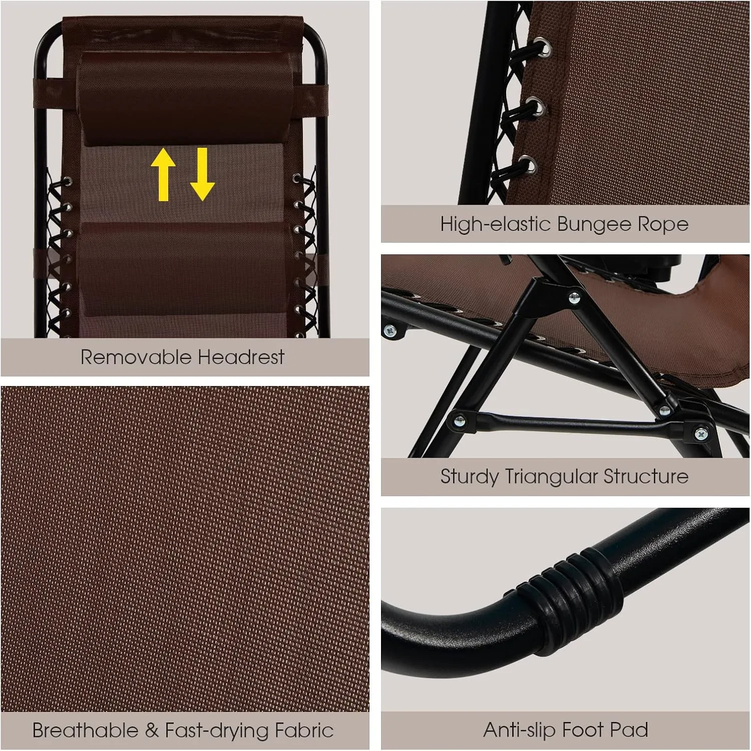 Goplus Zero Gravity Lounge Chairs, 160°Adjustable Folding Recliner w/Pillow and Cup Holder, 350LBS Comfy Outdoor Lounge Chairs for Patio, Lawn, Yard & Camp(Set of 2, Brown)