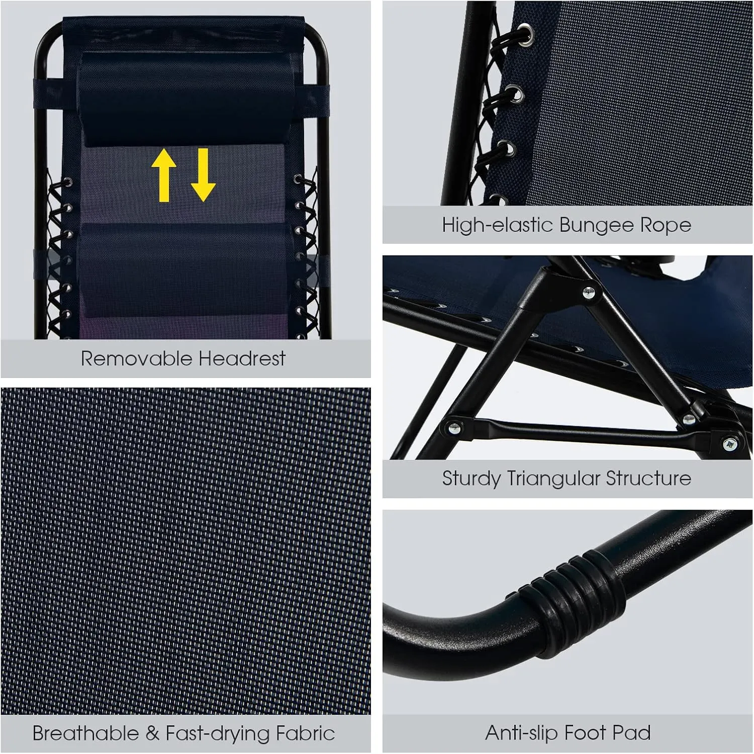 Goplus Zero Gravity Lounge Chairs, 160°Adjustable Folding Recliner w/Pillow and Cup Holder, 350LBS Comfy Outdoor Lounge Chairs for Patio, Lawn, Yard & Camp(Set of 2, Navy)