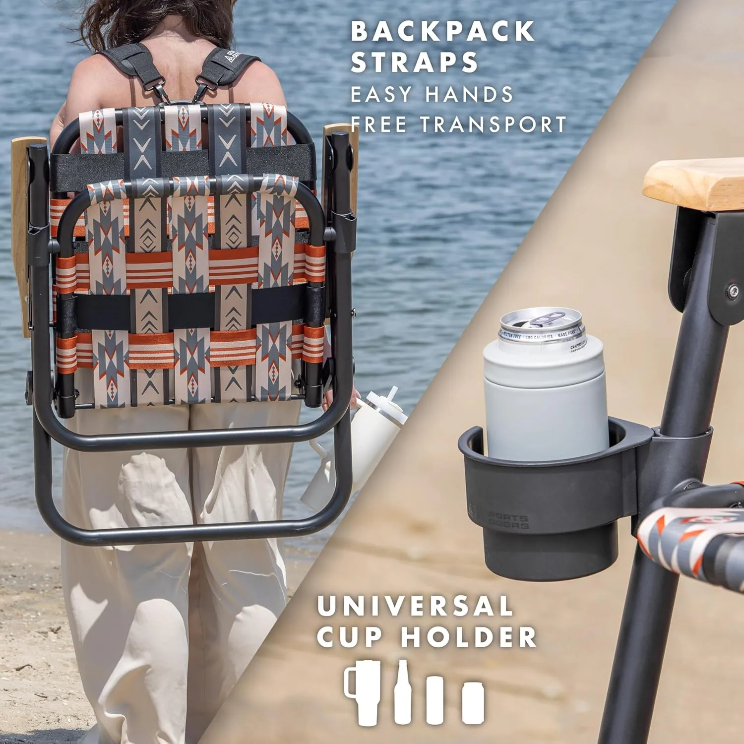GoSports WOVN Beach Backpack Chair - 9 Styles Available - Premium Folding Camping Chair