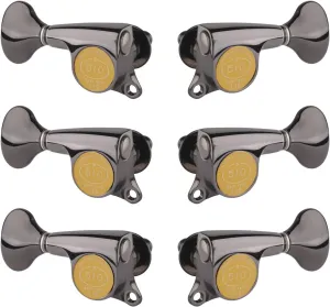 Gotoh Mini 510 3 3 Guitar Tuners with Metal Knobs, Cosmo Black