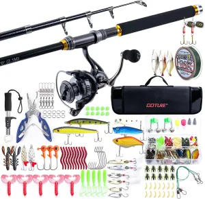 Goture Fishing Rod and Reel Combos-Telescopic Fishing Pole Spinning Reel Lures Set with Carrier Bag,Telescopic Rod Kit for Starter Travel Saltwater Freshwater Fishermen Gear Gift