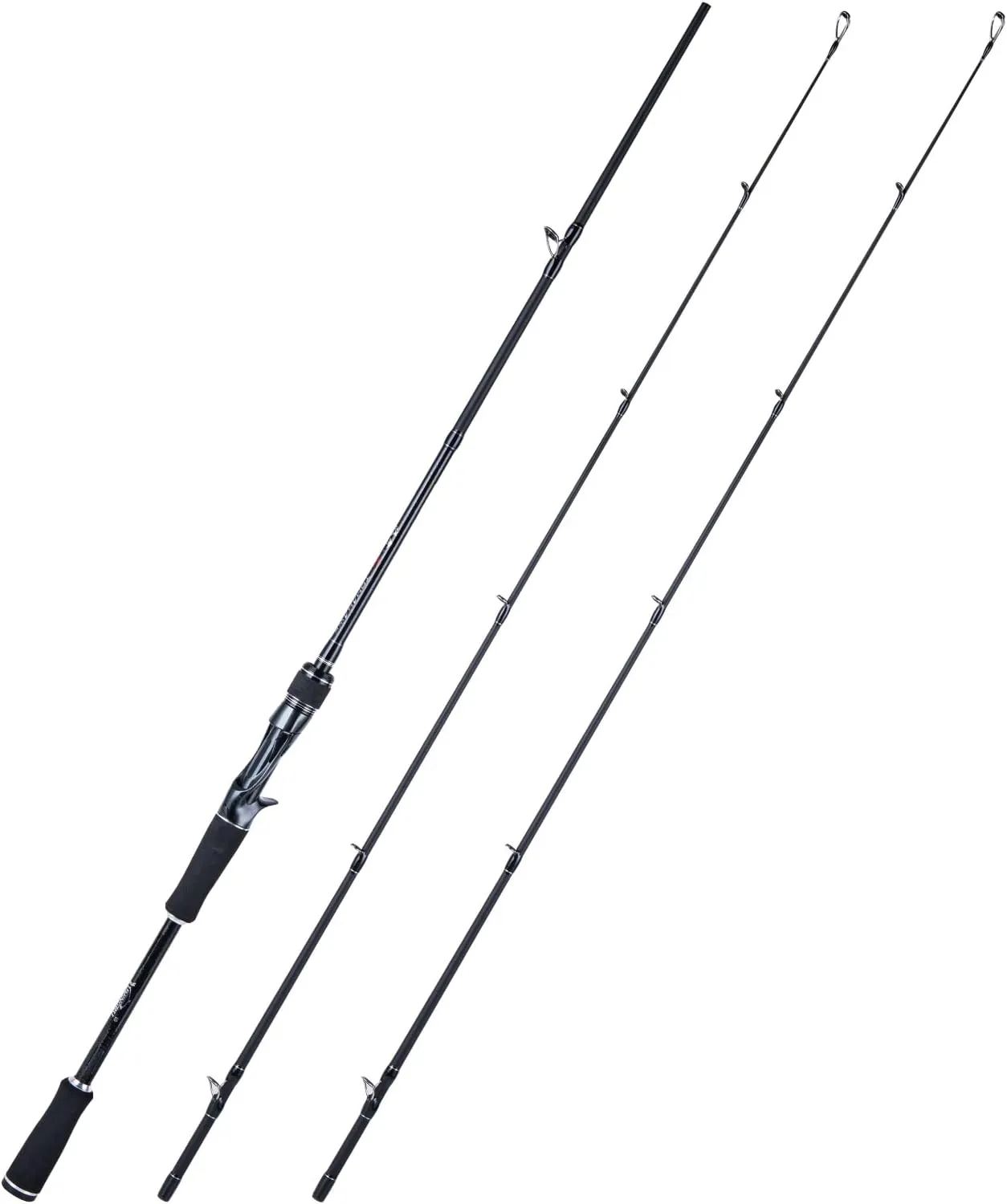 Goture Portable Fishing Rod 2-Piece 30T Carbon Fiber Spinning&Casting Fishing Pole with EVA Grip Handle, Twin-Tip MH and H, Lightweight Travel Fishing Rod