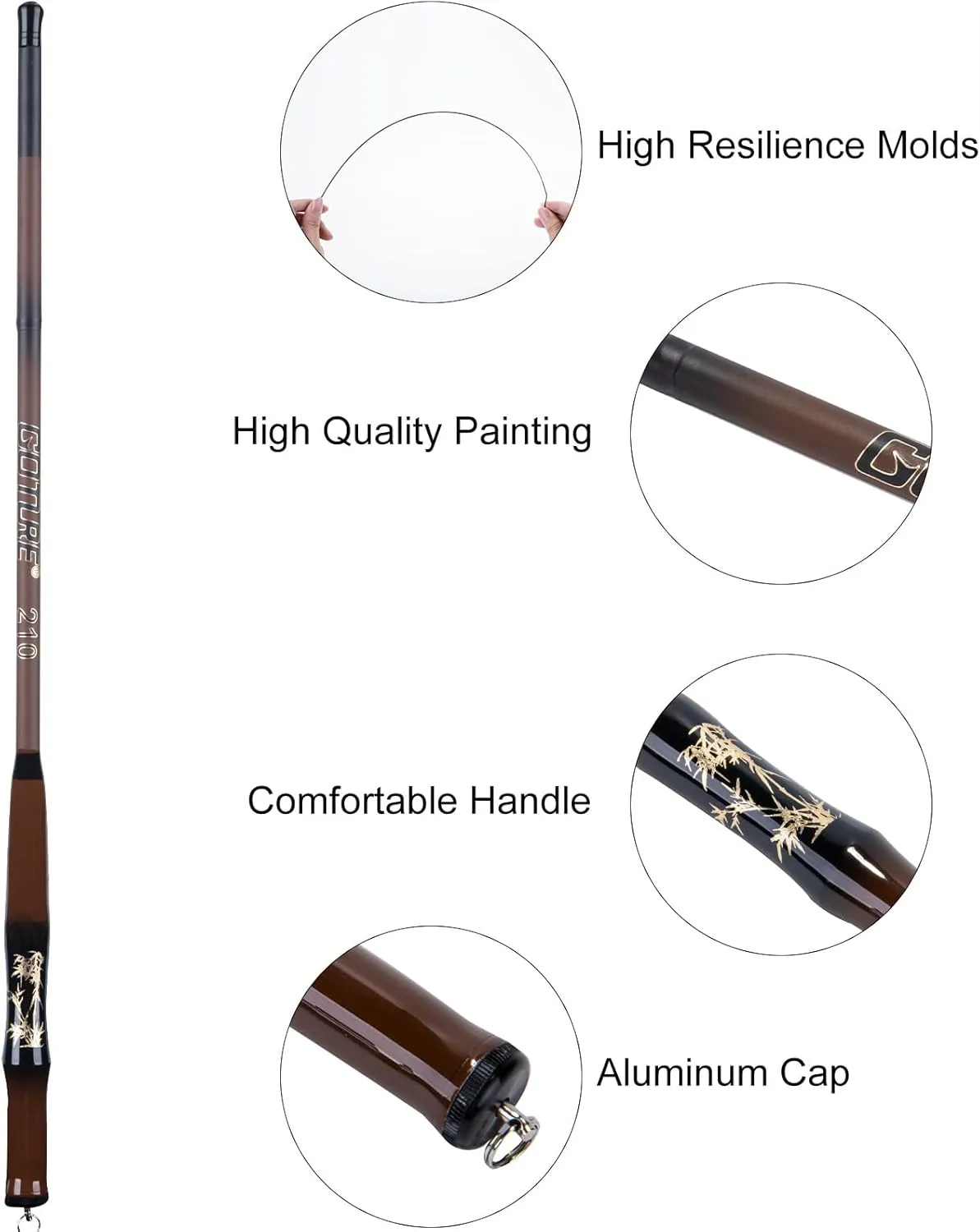 Goture Telescopic Pocket Mini Fishing Pole, Portable Small Handle Fishing Pole, Ultralight High Strength Stream River Dike Lake Fishing Rods, 5.5 6 7 8 9 10 11 12 14FT, 19 Tone Dark Brown