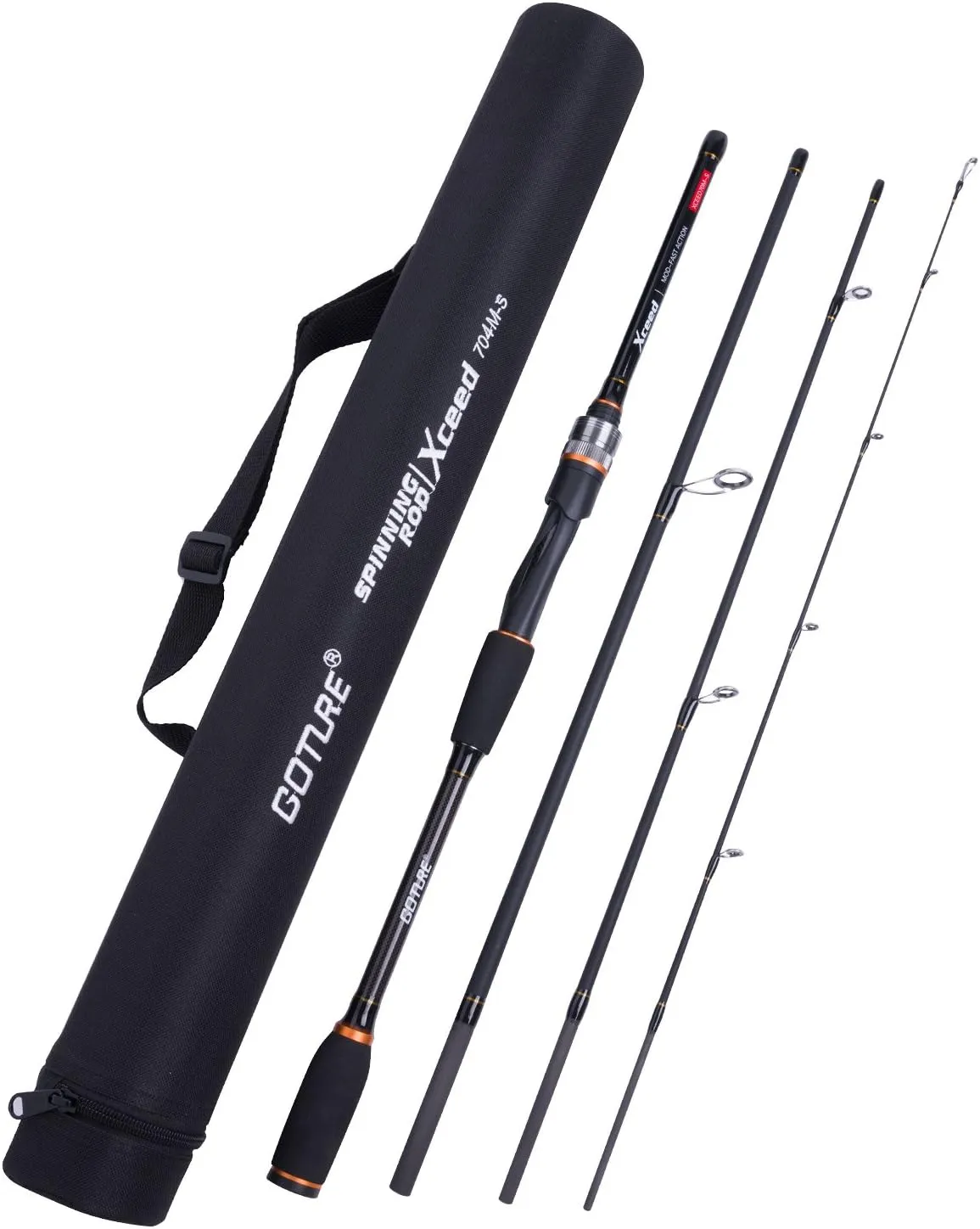 Goture Travel Fishing Rods, 4 Piece Fishing Pole with Case/Bag, Casting/Spinning Rod,Ultralight Fishing Baitcasting Rod 7ft for Saltwater Trout, Bass, Walleye, Pike