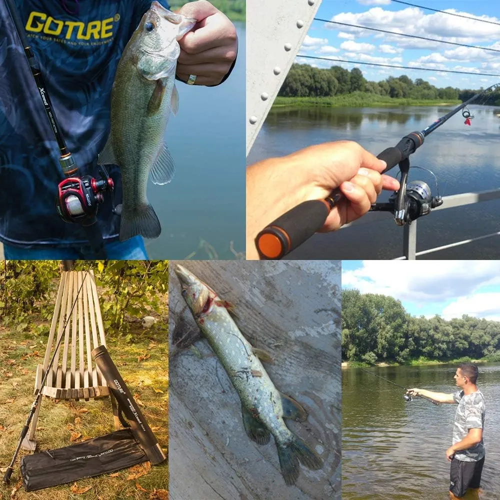 Goture Travel Fishing Rods, 4 Piece Fishing Pole with Case/Bag, Casting/Spinning Rod,Ultralight Fishing Baitcasting Rod 7ft for Saltwater Trout, Bass, Walleye, Pike