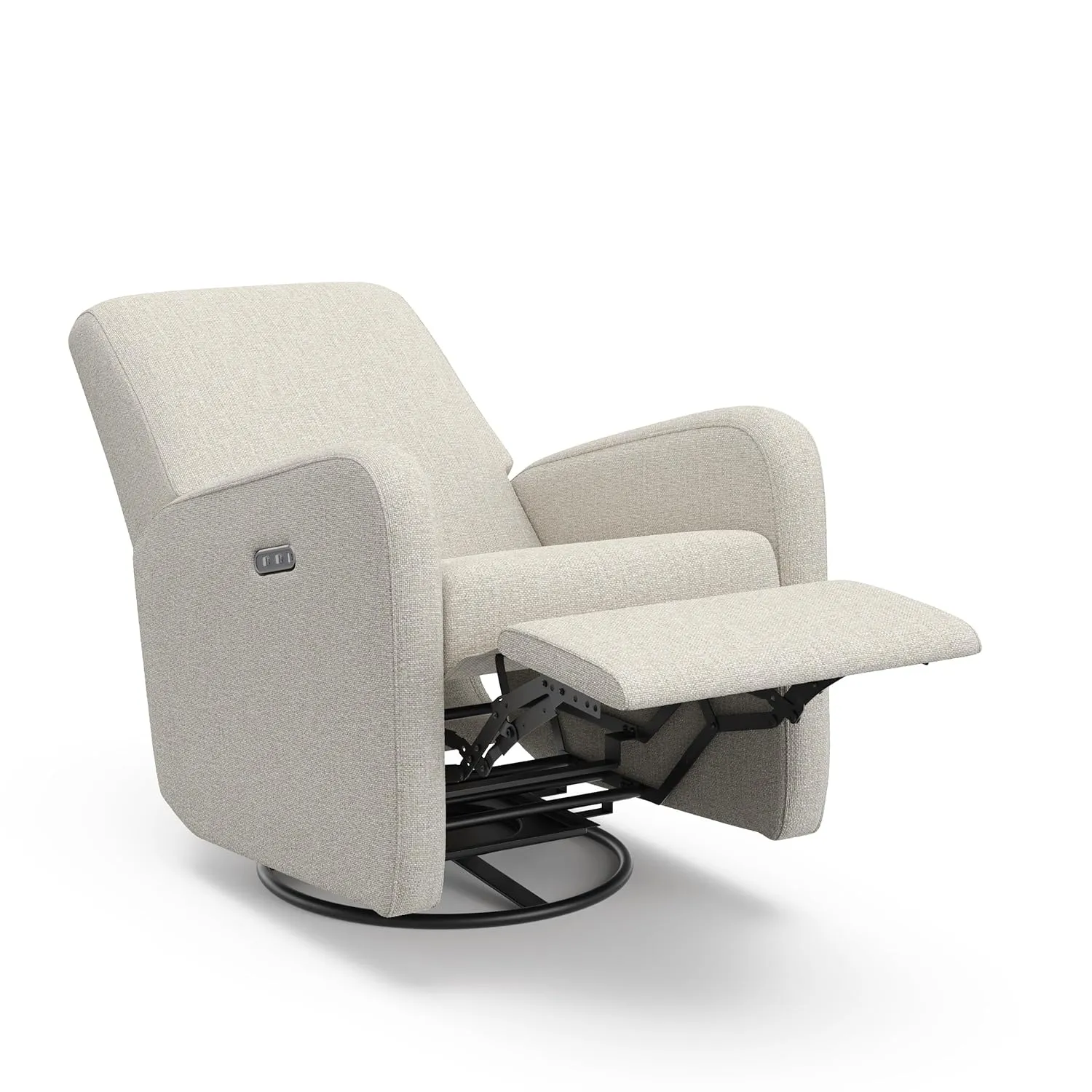 Graco Bellwood Power Recliner Swivel Glider (Dune Basketweave) – Electronic Power Recliner for Nursery, Includes Dual-USB Charging Port for USB-A & USB-C, Glider Rocking Chair with Full Recline
