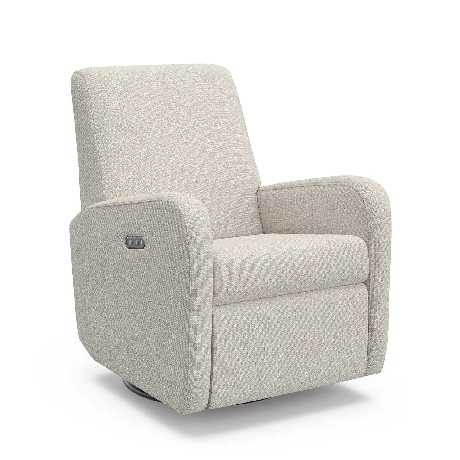 Graco Bellwood Power Recliner Swivel Glider (Dune Basketweave) – Electronic Power Recliner for Nursery, Includes Dual-USB Charging Port for USB-A & USB-C, Glider Rocking Chair with Full Recline