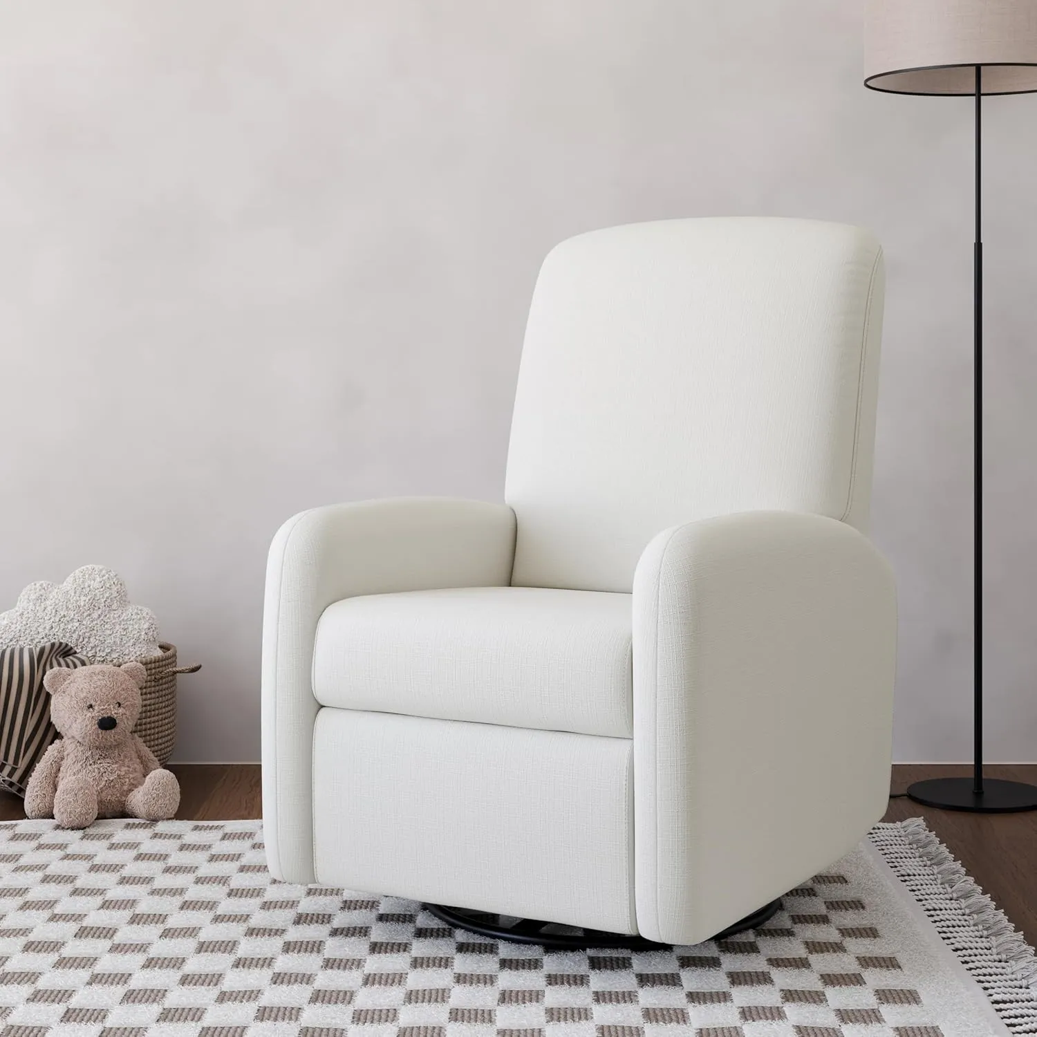 Graco Bellwood Power Recliner Swivel Glider (Ivory Basketweave) – Electronic Power Recliner for Nursery, Includes Dual-USB Charging Port for USB-A & USB-C, Glider Rocking Chair with Full Recline