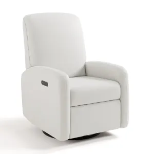 Graco Bellwood Power Recliner Swivel Glider (Ivory Basketweave) – Electronic Power Recliner for Nursery, Includes Dual-USB Charging Port for USB-A & USB-C, Glider Rocking Chair with Full Recline