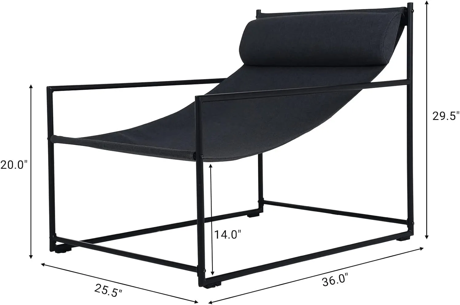 Grand patio Outdoor Modern Sling Accent Lounge Chair, Removable Headrest - Black Armchair