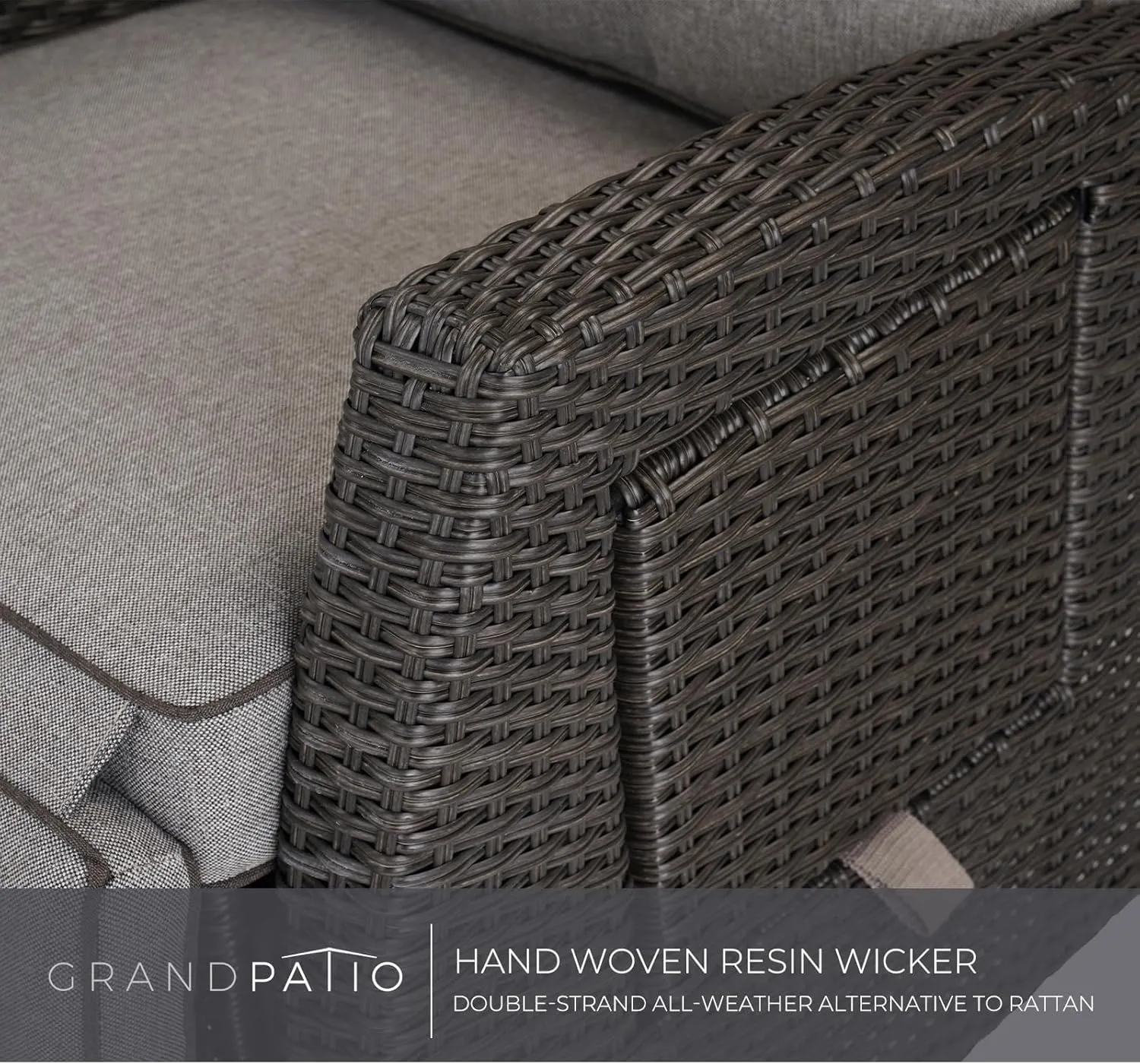 Grand patio Outdoor Reclining Chairs with Extended Footrest Adjustable WickerPatio Lounge Recliner up to 15 with Flip Side Table, Cool Grey