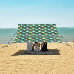 Green Dragon Scales Beach Canopy Tent Anti-UV & Wind Resistant, Fashion Camping Sun Shelter Easy Setup Portable,Outdoor Shade Tents with Sandbags,Sand Shovels,Ground Pegs & Stability Poles