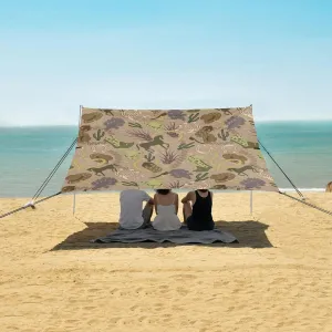 Green Western Cowboy Themed Beach Canopy Tent Anti-UV & Wind Resistant, Camping Sun Shelter Easy Setup Portable,Outdoor Shade Tents with Sandbags,Sand Shovels,Ground Pegs & Stability Poles