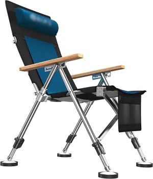 GRFIT Fishing Chair Office Recliner with Removable Padded Foldding Wild Fishing Chairs Director Chair with Lift Legs for Beach Camping Support 440 lbs Folding Chair Fishing Fishing Camping Chair