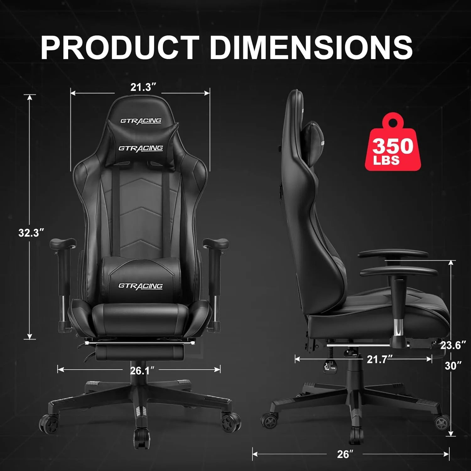 GTRACING Gaming Chair with Footrest, High Back Computer Chair Ergonomic Game Desk Chair Racing Executive Adjustable Swivel Rocker with Headrest and Lumbar Support