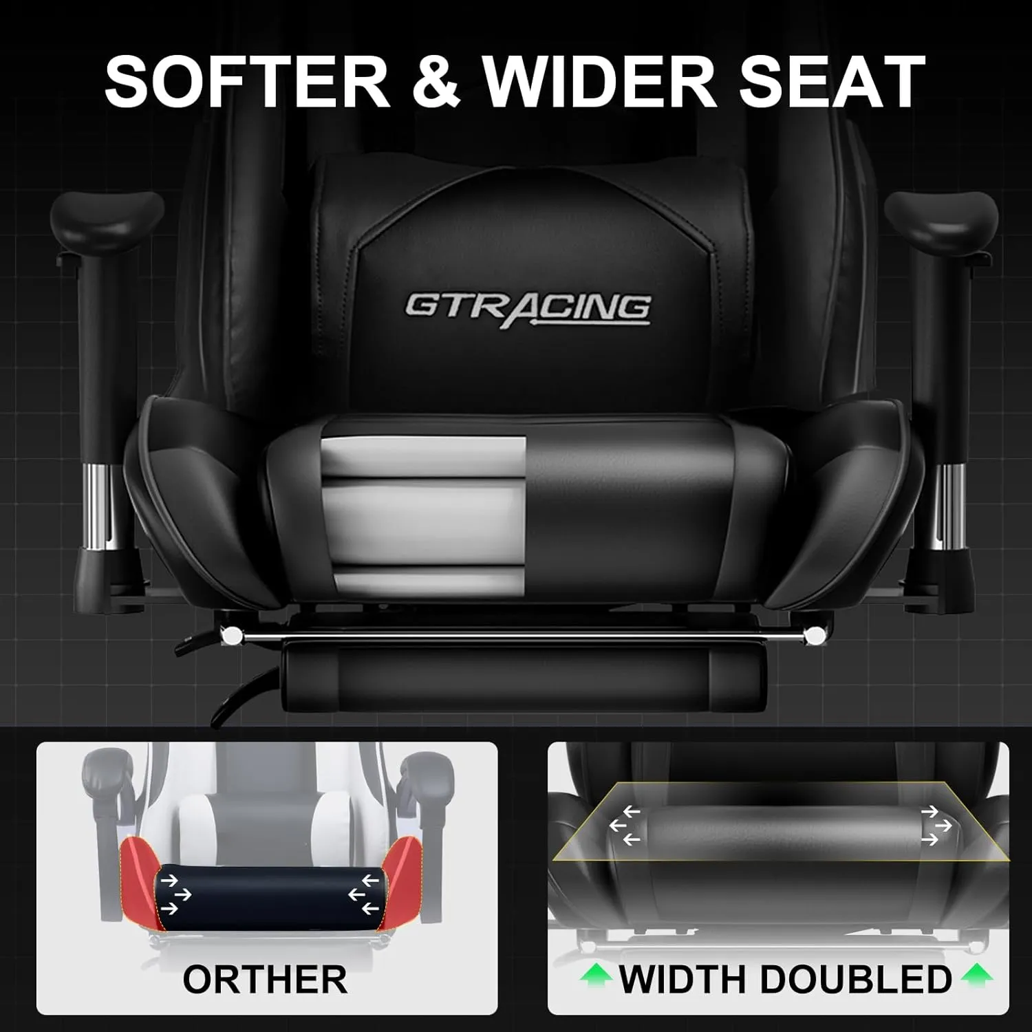 GTRACING Gaming Chair with Footrest, High Back Computer Chair Ergonomic Game Desk Chair Racing Executive Adjustable Swivel Rocker with Headrest and Lumbar Support