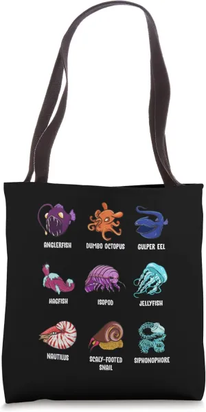 Gulper Eel Isopod Jellyfish Nautilus Octopus Hagfish Tote Bag