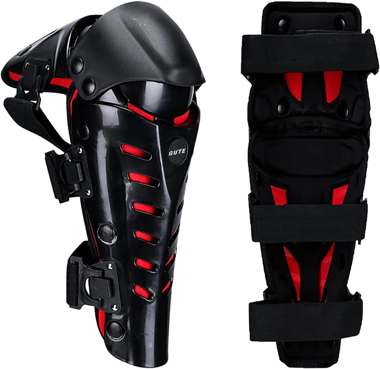 Gute Knee Pads, Adjustable Long Leg Sleeve Gear Crashproof Nonslip Protective Shin Guards for Motorcycle Mountain Biking-1 Pair