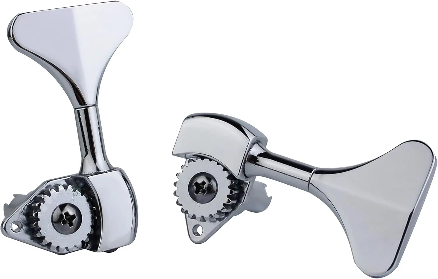 Guyker Bass Machine Head (2R   2L) - 1:20 Ratio Open Gear Tuners Tuning Key Pegs Replacement for Electric Jazz Guitar Bass or Precision Instruments - Chrome