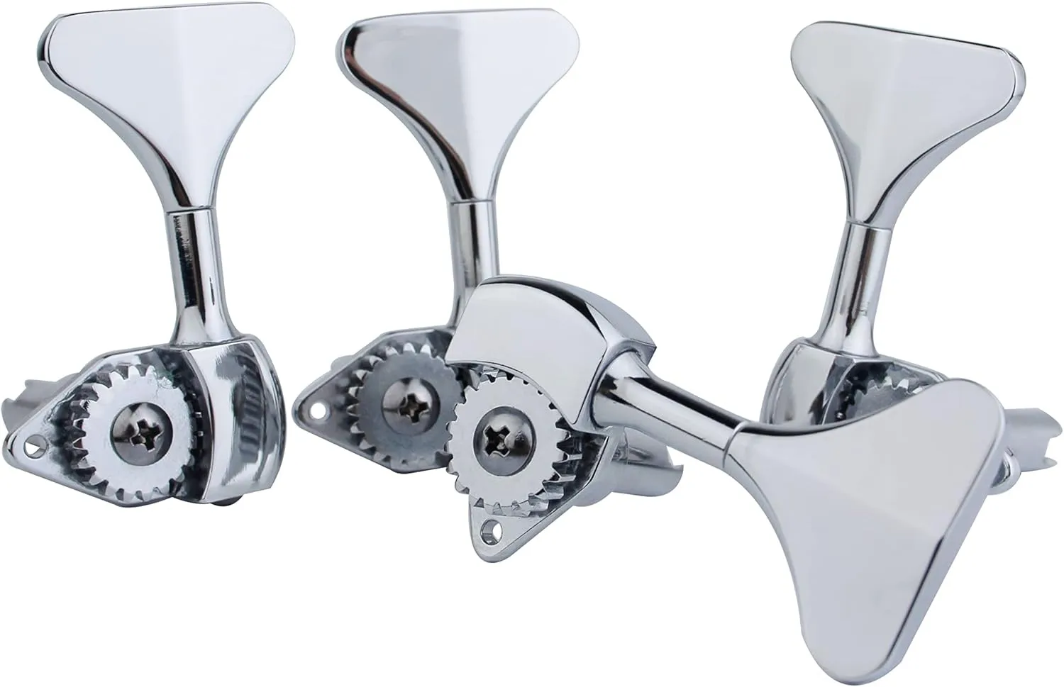 Guyker Bass Machine Head (2R   2L) - 1:20 Ratio Open Gear Tuners Tuning Key Pegs Replacement for Electric Jazz Guitar Bass or Precision Instruments - Chrome