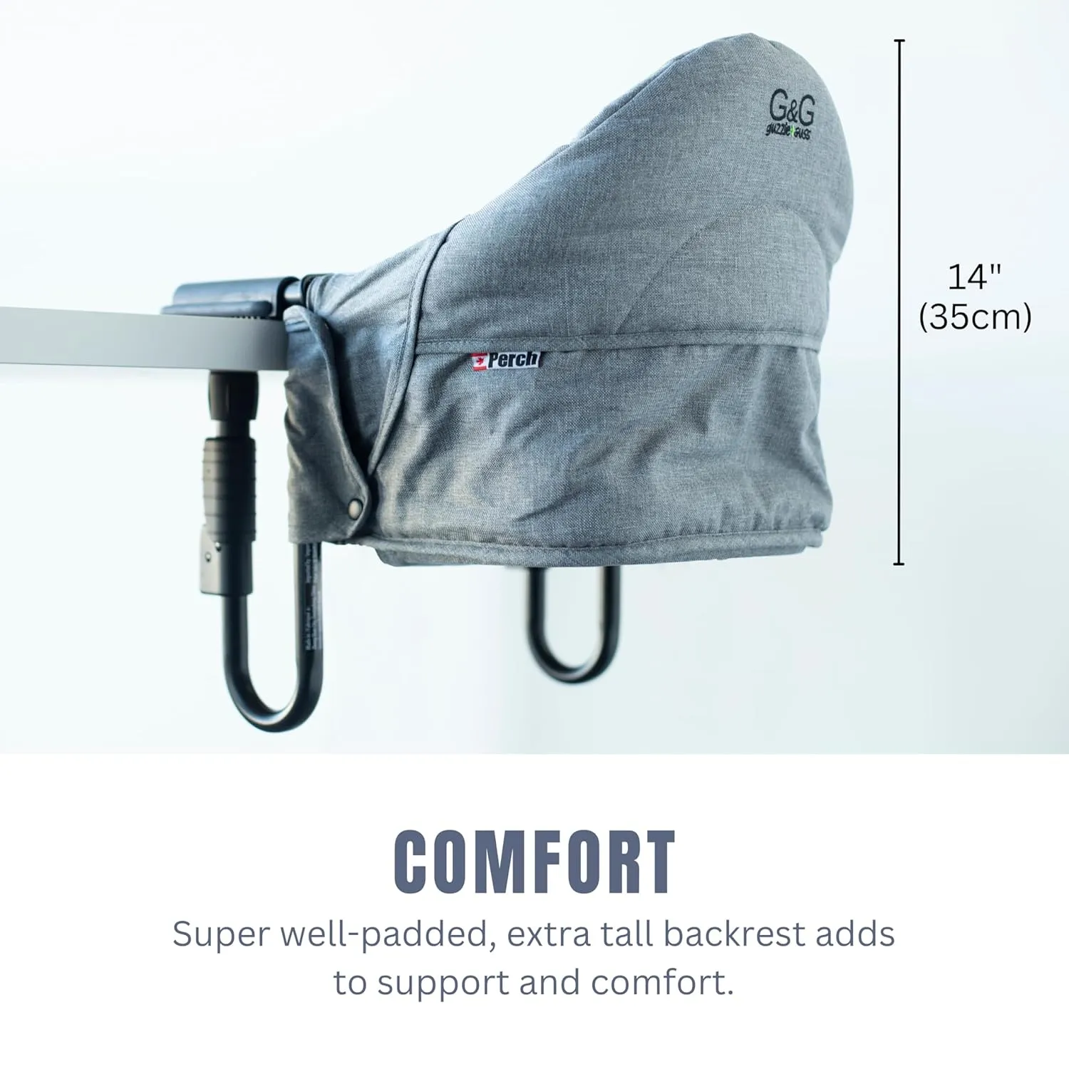guzzie Guss Portable Clip on High Chair for Baby Seat - Folding and Easy Setup for Travel, Home, Restaurants, Picnics - Machine Washable Fabric - Copper Blue
