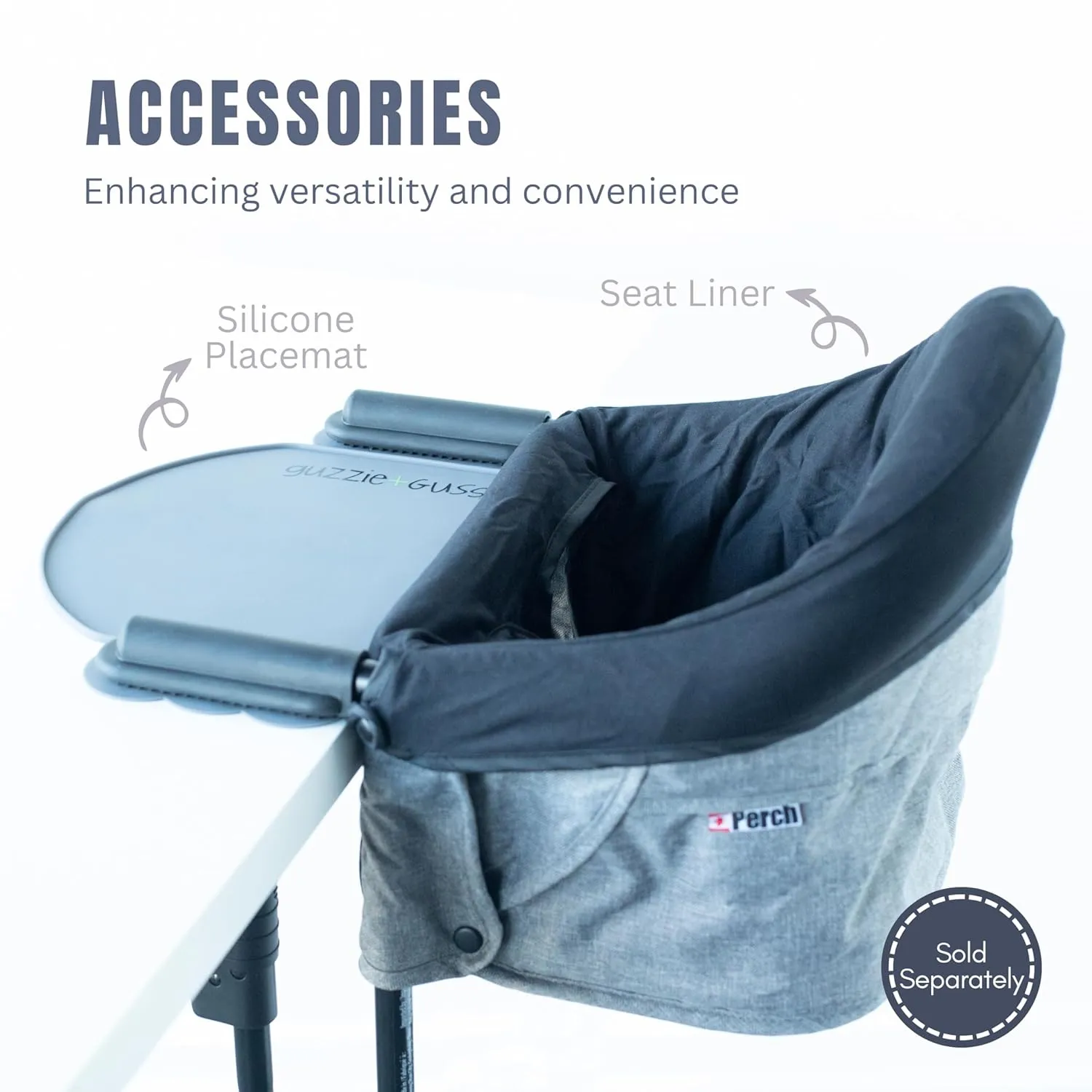 guzzie Guss Portable Clip on High Chair for Baby Seat - Folding and Easy Setup for Travel, Home, Restaurants, Picnics - Machine Washable Fabric - Copper Blue