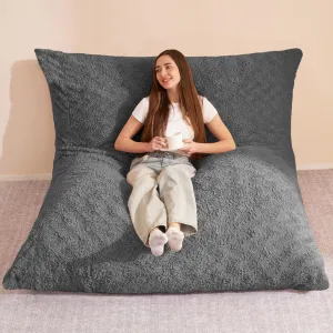 HABUTWAY 4 in 1 Bean Bag Chair, Giant Memory Foam Filling Bean Bag Sofa, Adult Bean Bag Chair, Machine Washable Faux Fur Cover, Bean Bag for Adult (Grey)