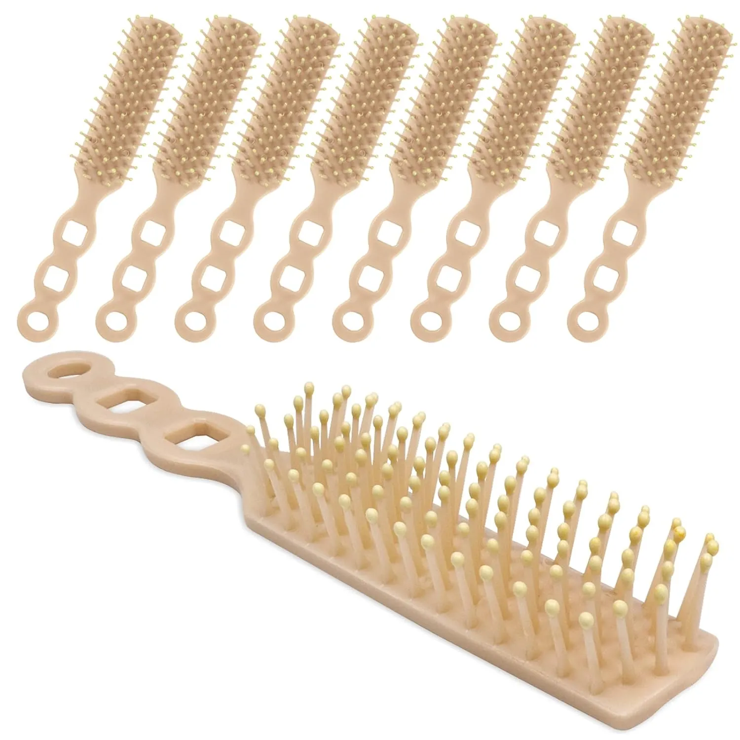 Hair Brushes in Bulk for Homeless, 100 Pack Disposable Hair Brush Individually Wrapped, Vent Hair Brush for Curly Wavy Hair Blow Drying Styling Detangling Suitable for Shelter, Hotel(Light Orange)