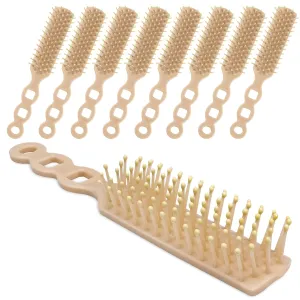 Hair Brushes in Bulk for Homeless, 100 Pack Disposable Hair Brush Individually Wrapped, Vent Hair Brush for Curly Wavy Hair Blow Drying Styling Detangling Suitable for Shelter, Hotel(Light Orange)