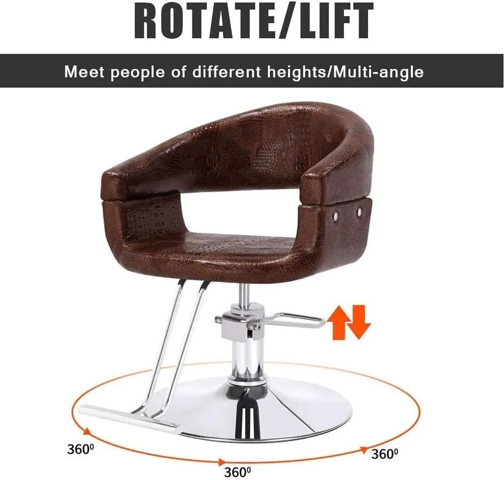 Hair Cutting Salon Chair Hydraulic Barber Chair Salon Beauty Haircut Hairdressing Styling Equipment 360 Degree Swivel Salon Styling Beauty Equipment (Color : Green) (Brown)