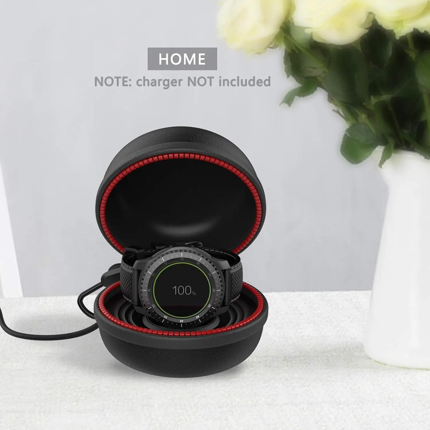HALLEAST Gear S3 Charger Holder, Charging Stand Dock Cradle Case Accessaries, Portable Travel Carrying EVA Protective Docking Station for Gear S3 Frontier Classic Watch, Black