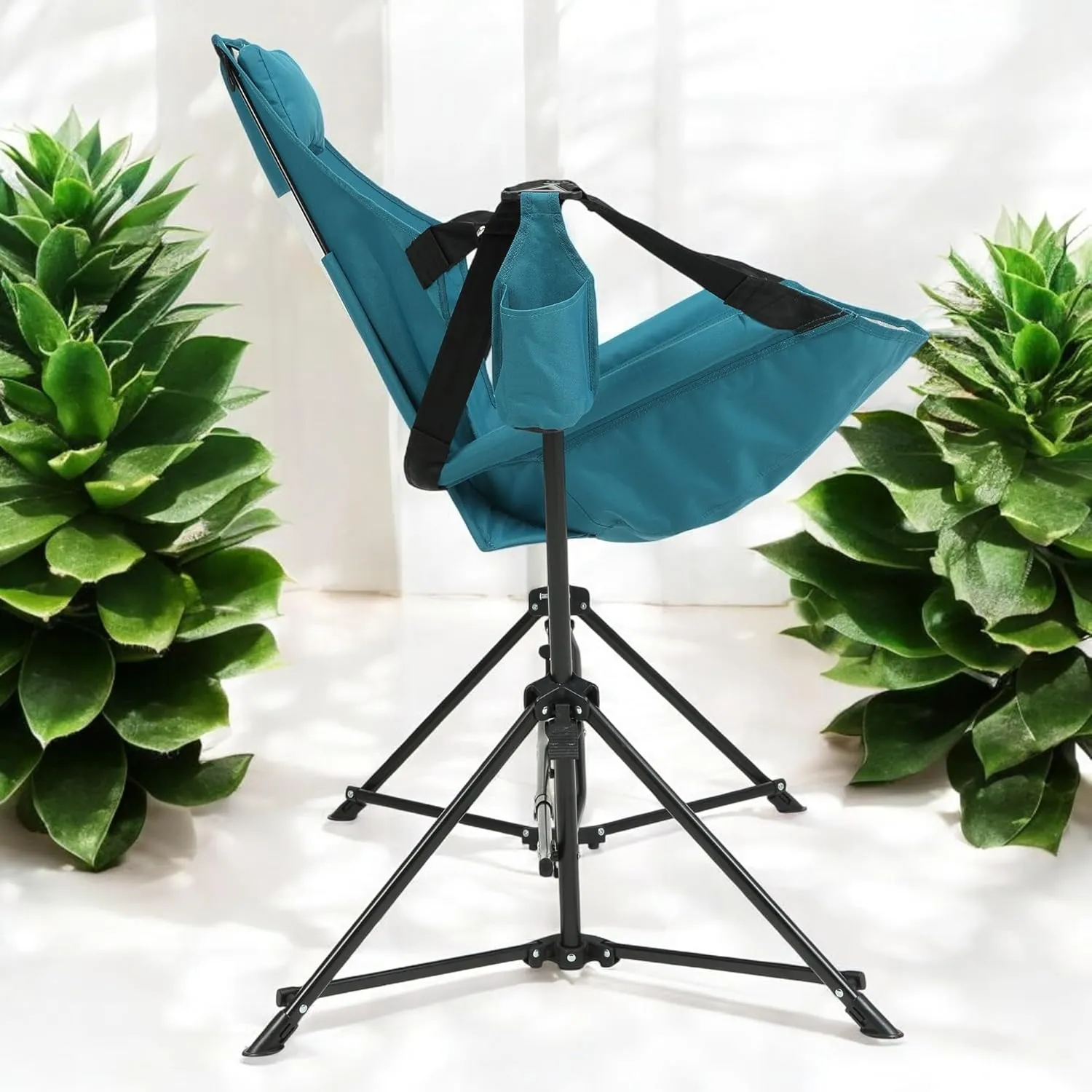 Hammock Camping Chair Set of 1 – Folding Portable Rocking Chair with Adjustable Back, Cup Holder, and Carry Bag, for Outdoor Travel and Relaxation (Blue)