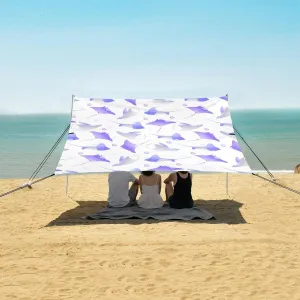 Hand Drawn Stingray Fish Beach Canopy Tent Anti-UV & Wind Resistant, Watercolor Camping Sun Shelter Easy Setup Portable,Outdoor Shade Tents with Sandbags,Sand Shovels,Ground Pegs & Stability Po