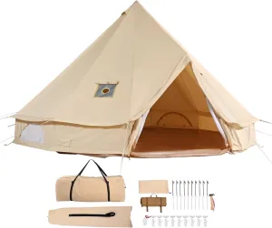 Happybuy Canvas Bell Tent, 4 Seasons 3 m/9.8ft Yurt Tent, Camping Tent with Stove Jack, Breathable Canvas, Fits 4 People, Outdoor Family Camping & Hunting