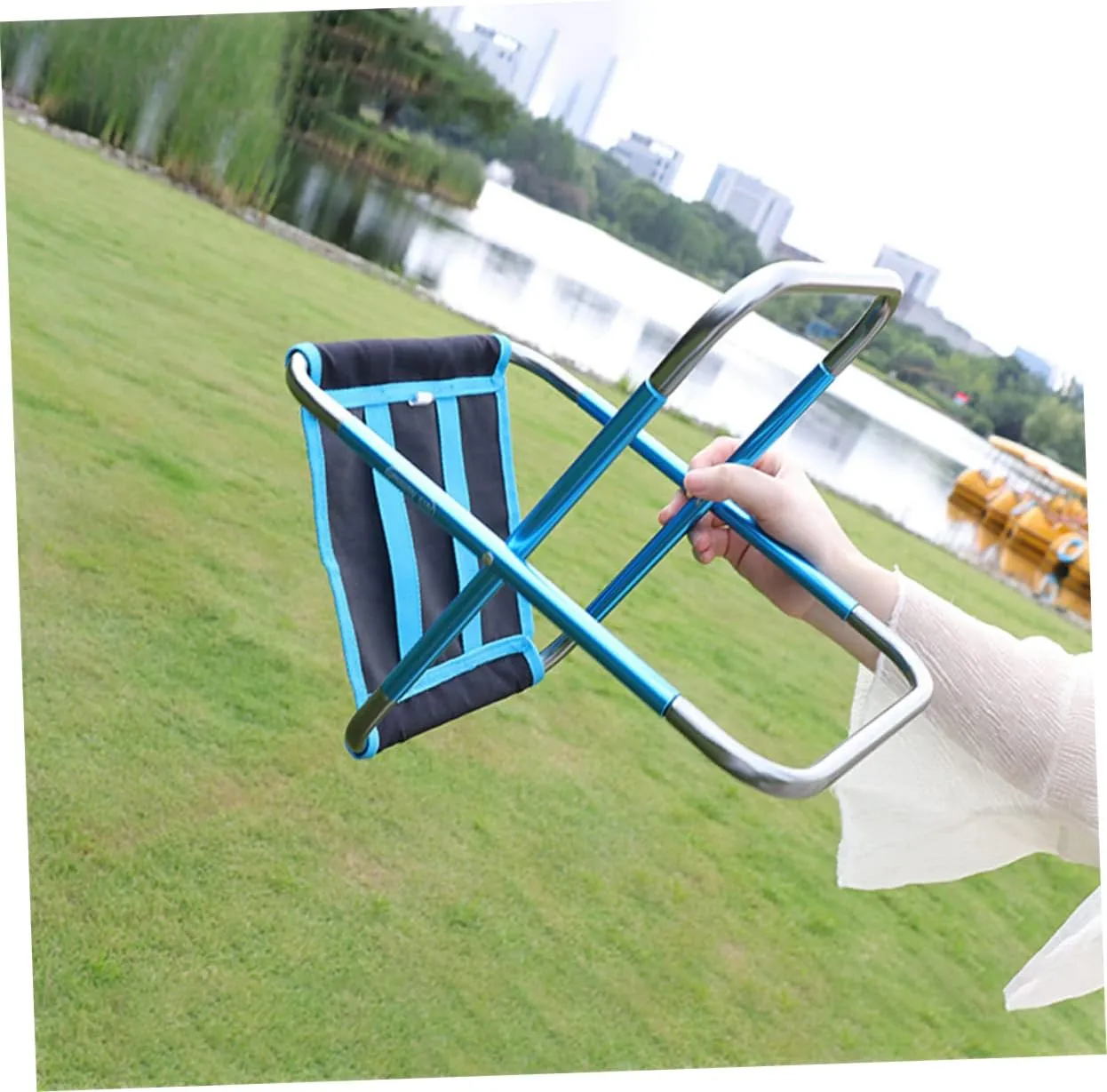 Happyyami Camping Beach Foldable Storage Folding Stool Multi-Functional Comfortable Camping Stool Portable Space-Saving