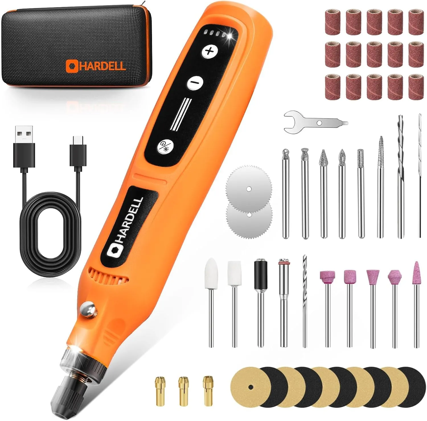HARDELL 4V Cordless Rotary Tool, 5-Speeds Rotary Tool Kit with 2000mAh Rechargeable Battery, 69pcs Multi-Purpose Accessories for Engraving, Drilling, Sanding, Polishing, Small DIY Crafting