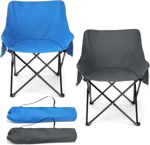 HaSteeL Camping Chair for Adults, Compact Folding Portable Chairs Set with Side Pockets for Outdoors Fishing, Hiking, Backpacking, Beach, Patio, Travel, Support 250lbs, & Storage Bags (Grey & Blue)