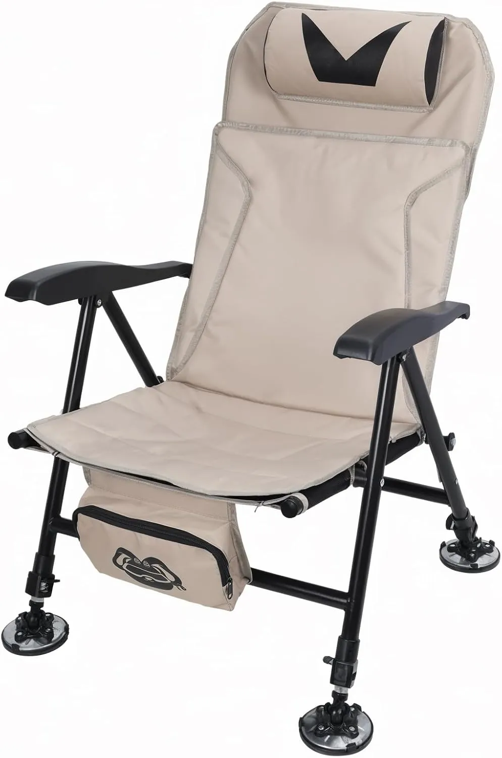 hatleues Reclining Camping Chair,Adjustable Foldable Fishing Chair for Adults, Folding Patio Recliner with Storage Bag, Fishing Hunting Seat with Oxford Cloth, Heavy Duty Supports 400 lbs