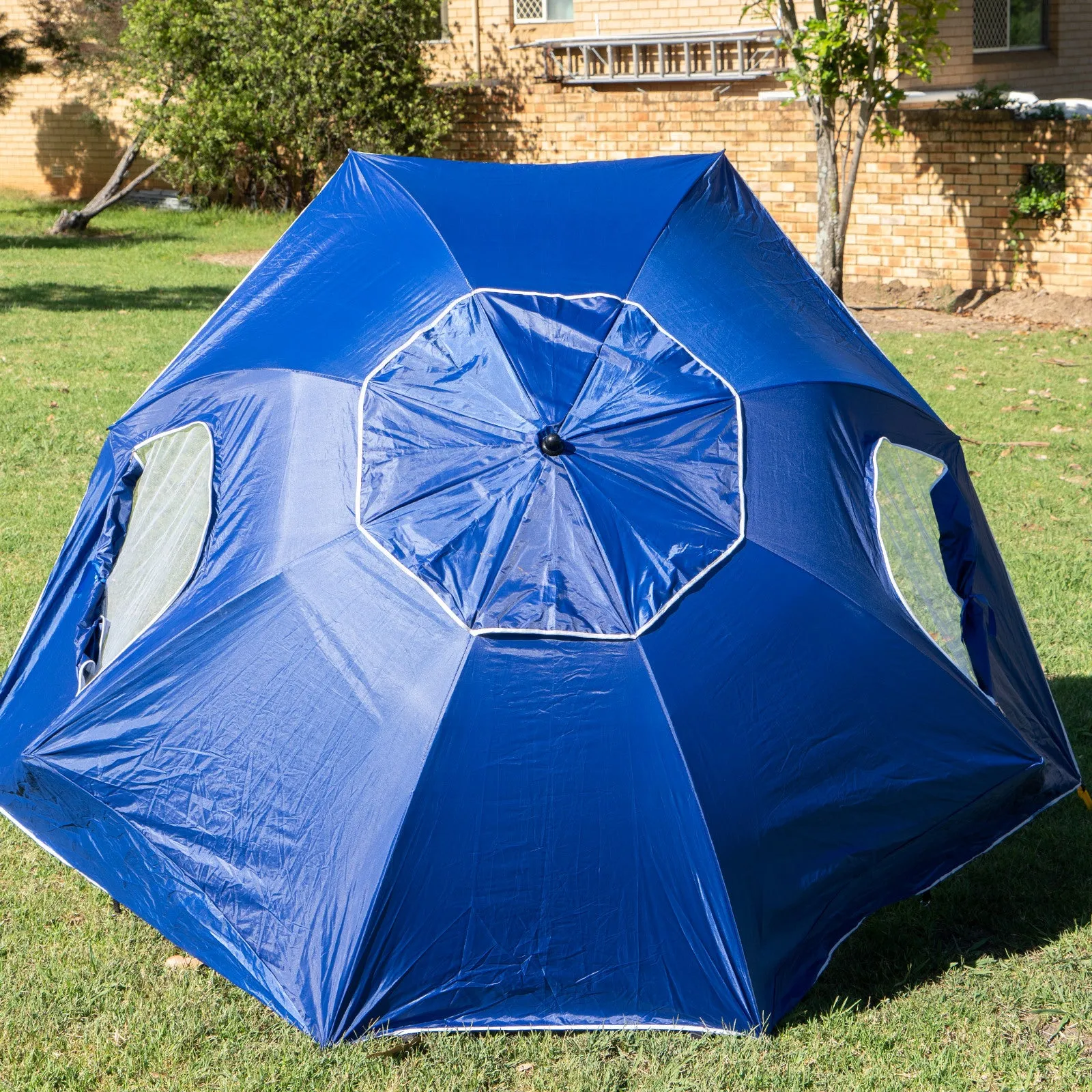 Havana Outdoors Beach Umbrella 2.4M Outdoor Garden Beach Portable Shade Shelter - Blue-NSW_Metro