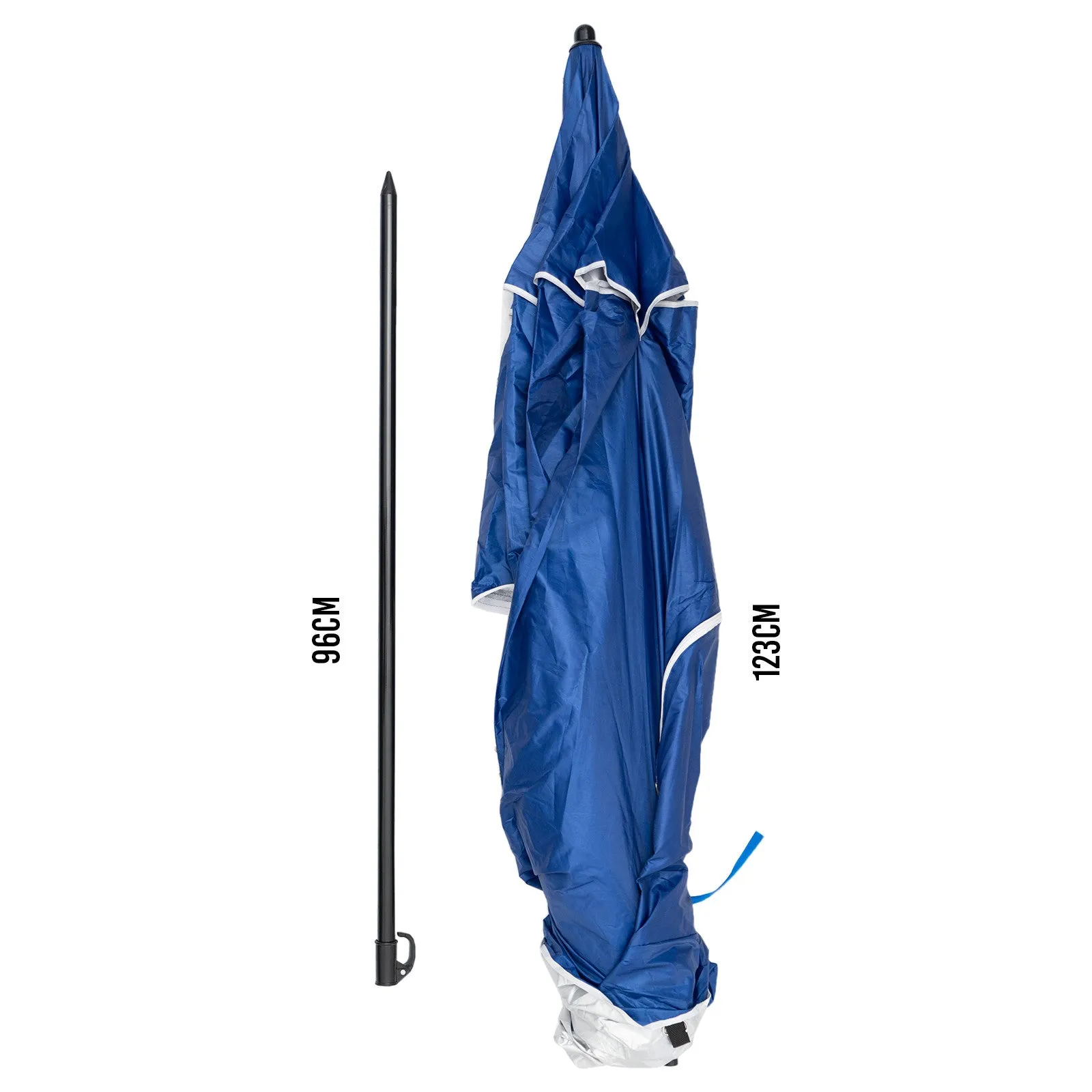 Havana Outdoors Beach Umbrella 2.4M Outdoor Garden Beach Portable Shade Shelter - Blue-NSW_Metro