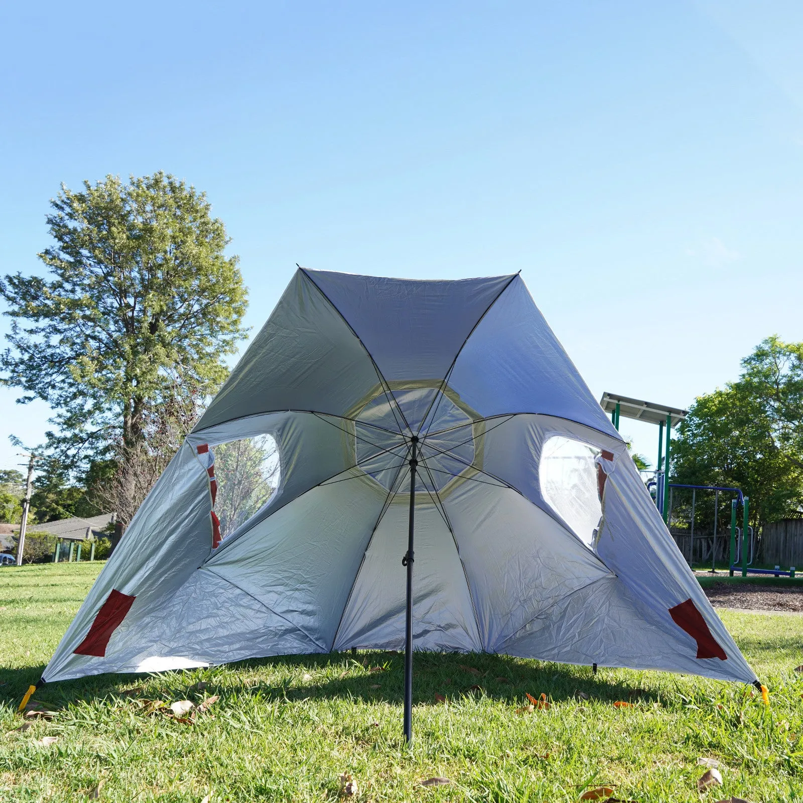Havana Outdoors Beach Umbrella 2.4M Outdoor Garden Beach Portable Shade Shelter - Red-VIC_Metro